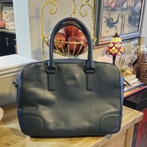 HUGO BOSS Vintage Navy Leather Laptop Bag